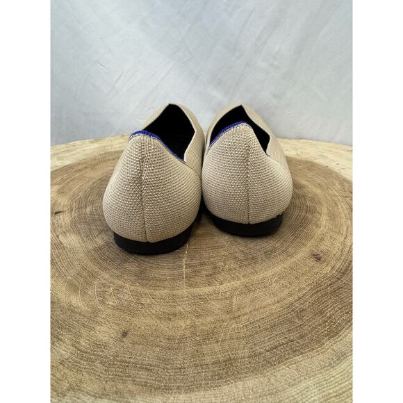 Beige with Blue Knit Pointed Ballerina Flats - Size 11.5 - Picture 6 of 11